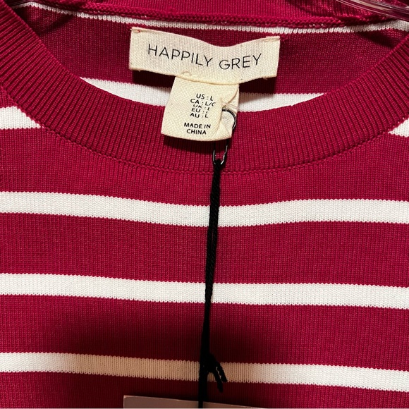 New Happily Grey Long Sleeve Ribbed Striped top Large - Picture 4 of 5